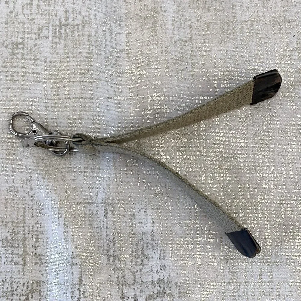 DOLCE & GABBANA Beige Canvas & Metal Keychain with Box & Paperwork. EUC!